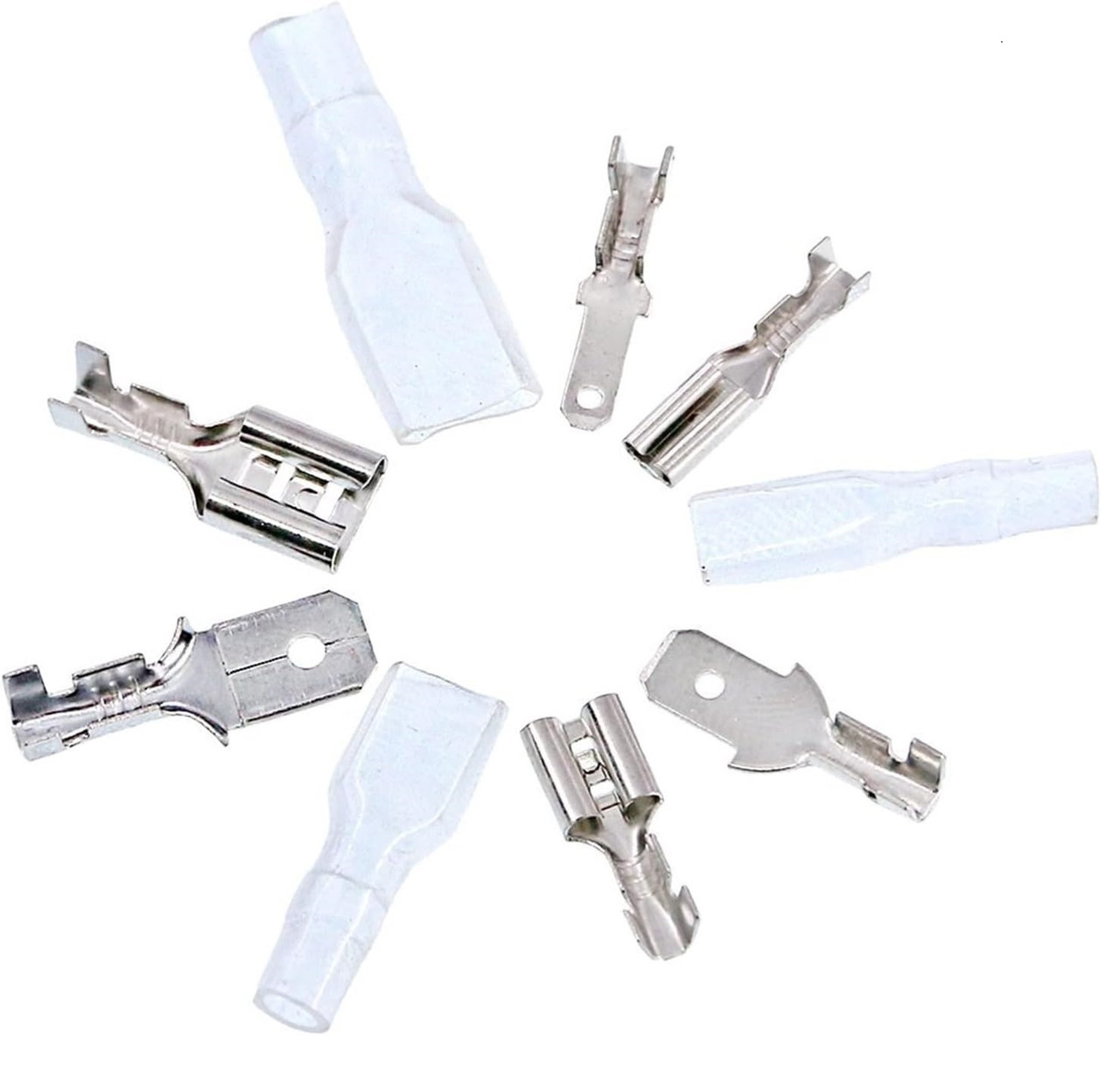 Клеми плоскі обжимні набір 3 вида 90 шт для з'єднання проводів, з ізоляцією, сірі, фото 1