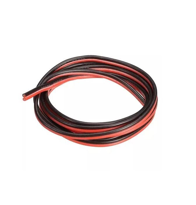 Кабель силіконовий 2*22AWG 1м, двожильний, -60..+200°C, чорний/червоний