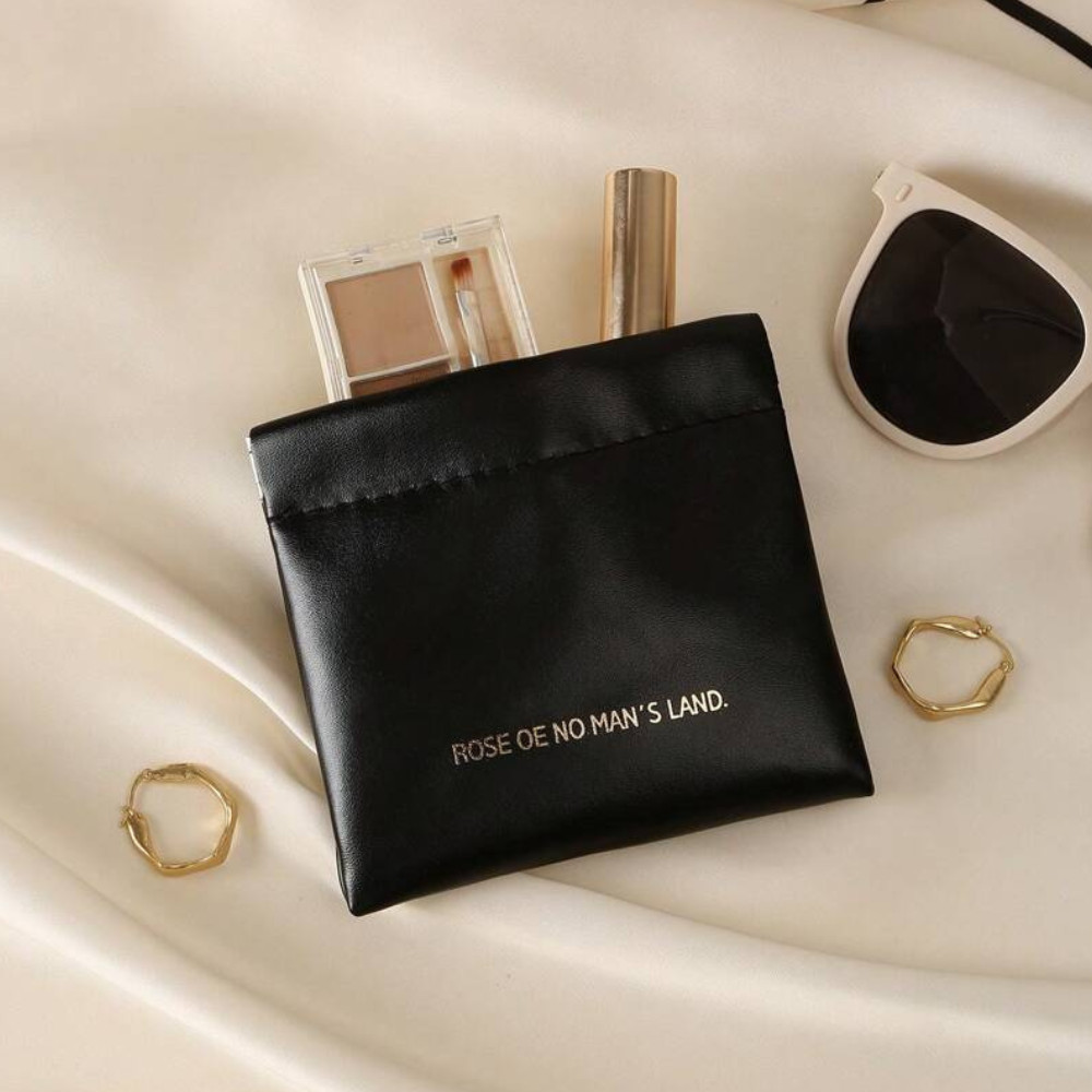 Косметичка для зберігання аксесуарів портативна, футляр для дрібниць на магнітній кліпсі, чорний 5032235