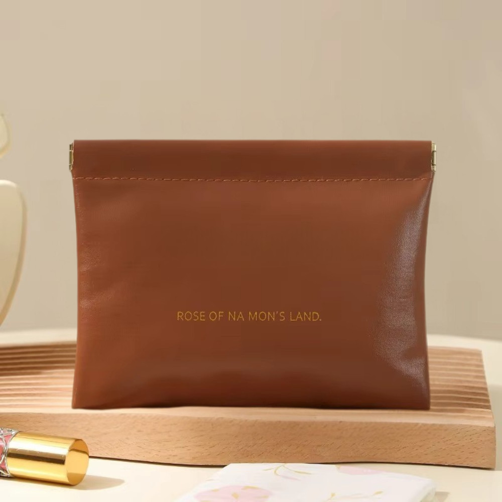 Косметичка для зберігання аксесуарів портативна, великий футляр для дрібниць на магнітній кліпсі, коричневий 5032239