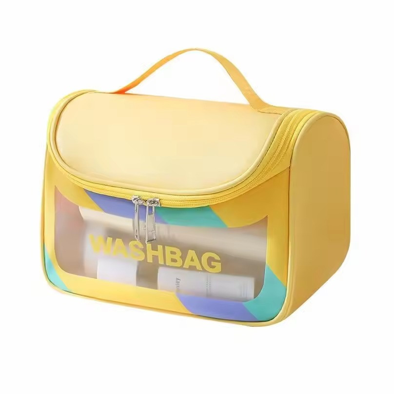 Косметичка жіноча прозора, для ванного приладдя, дорожня, водонепроникна, жовта 4945239