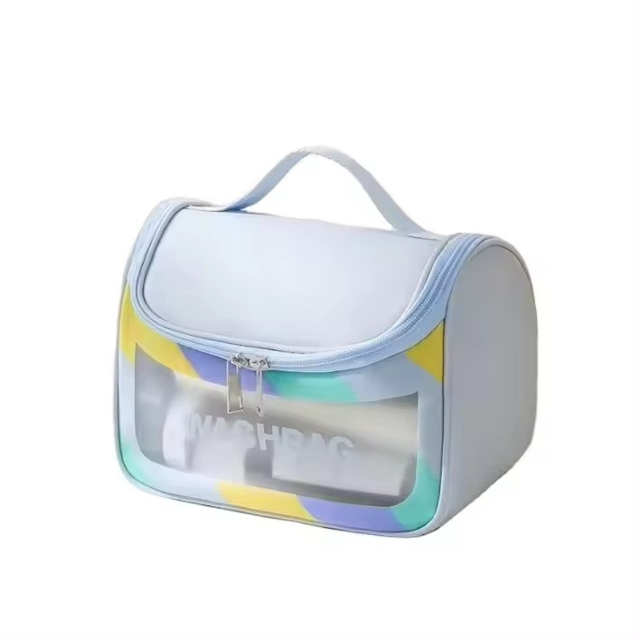 Косметичка жіноча прозора, для ванного приладдя, дорожня, водонепроникна, блакитна 4945240