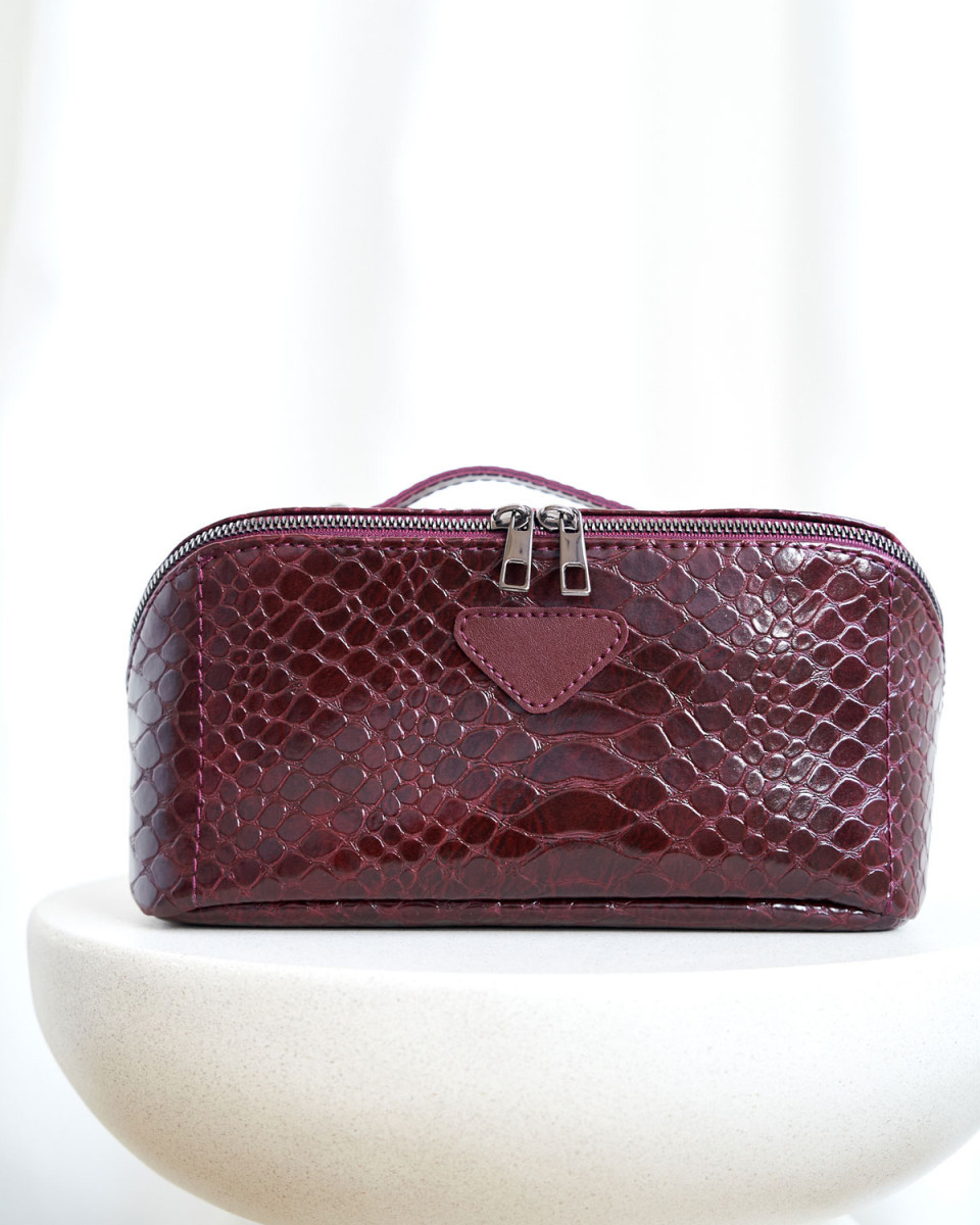 Жіноча косметичка «Паула» бордова кобра 5031396