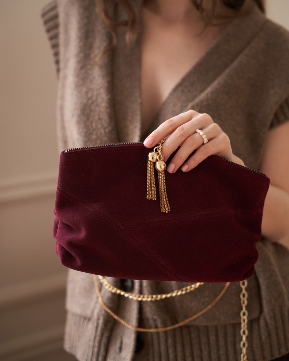 Шкіряна жіноча косметичка «Нонна» бургунді 5033618