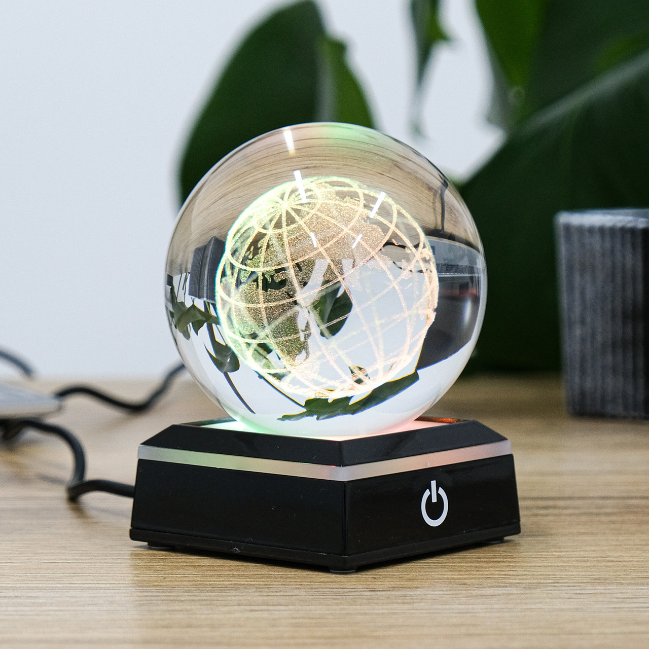 3D Лазерна кришталева куля Земля з LED підсвічуванням та USB 14*5 см Гранд Презент MH-Q0199-2-8D, фото 1