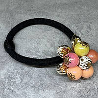 Гумка для волосся- Квітка, арт 014188, 1 шт, Чорний