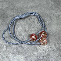 Гумка для волосся- (потрійна, блакитна) Намистина, арт 06142, 1 шт, Блакитний