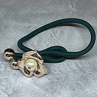 Гумка для волосся з декором-  Квітка, арт 014191, 1 шт, Зелений