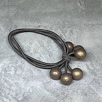 Гумка для волосся- потрійна з намистинами, арт 015205, 1 шт, Коричневий