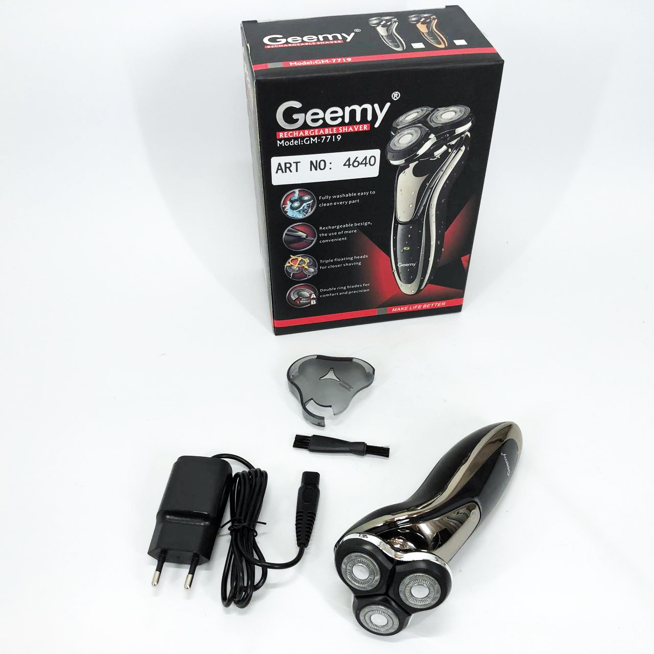 Бритви акумуляторні Gemei GM-7719, Електробритва, Електрична машинка для стрижки, Портативне гоління QX-41, фото 1