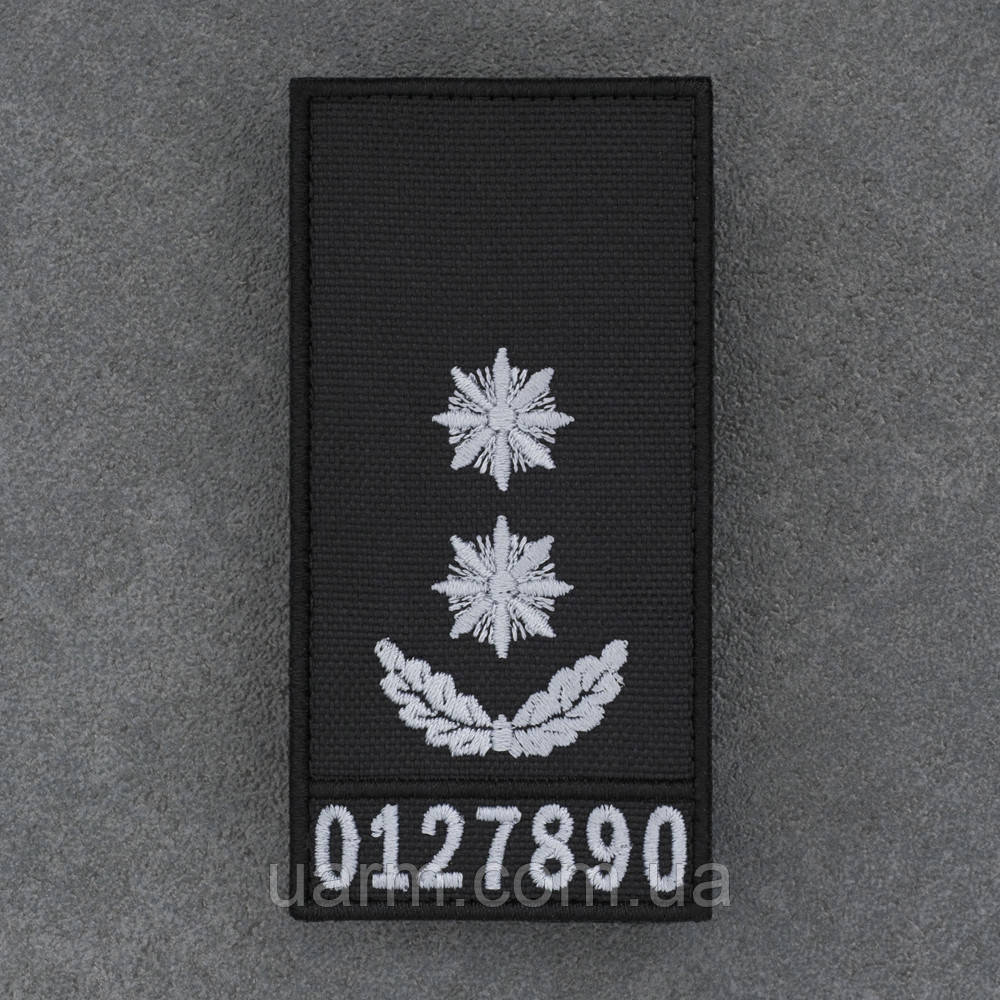 Погон НПУ Підполковник з номером 1шт чорний липучка 10 х 5 см, фото 1