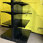 Острівний двосторонній торговий стелаж 1750х1000 мм, Modern Columb з металевими полицями б/у, для магазина чорний, фото 3