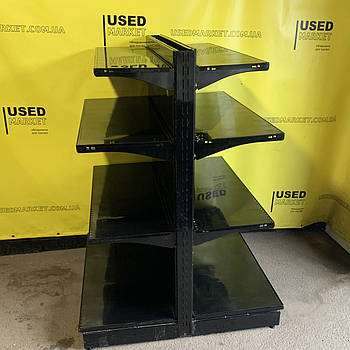 Острівний двосторонній торговий стелаж 1750х1000 мм, Modern Columb з металевими полицями б/у, для магазина чорний