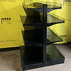 Острівний двосторонній торговий стелаж 1750х1000 мм, Modern Columb з металевими полицями б/у, для магазина чорний, фото 4