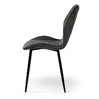 Стильний кухонний обідній м'який стілець велюр попелястий з металевими ніжками для кухні їдальні Леон