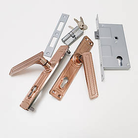 Замок врізний Мотор Січ-ЗВ-7-з ручками золота бронза