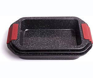 Форми для духовки Royalty Line RL-MM3, із силіконовою ручкою 3 шт. Антипригарне покриття, 35/37/39 см.