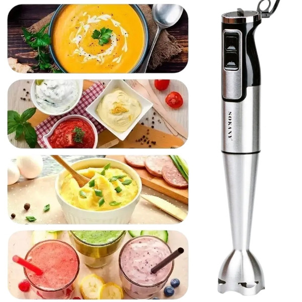 Блендер ручний занурювальний з нержавіючої сталі 800Вт Sokany SK-1728, фото 1