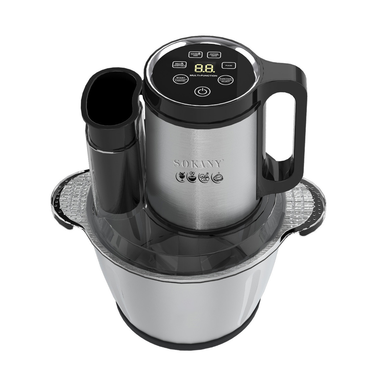 Чопер подрібнювач 600 Вт 6 лез з чашею на 3,5 літра м'ясорубка Sokany, фото 1