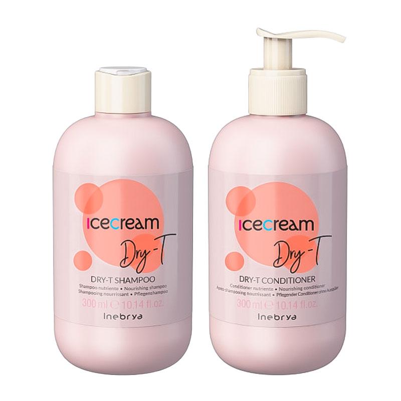 Набір Inebrya Ice Cream Dry-T живильний шампунь і кондиціонер для сухого та пошкодженого волосся, 2*300 мл