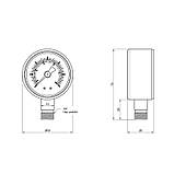 Манометр SD Plus 10 барів 1/4", нижнє під'єднання SD17010B, фото 2