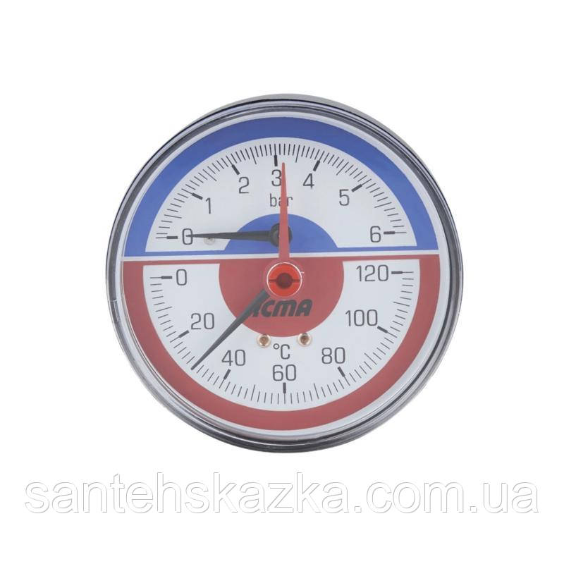 Термоанометр Icma 1/2" 0-6 барів, заднє під'єднання No259, фото 1