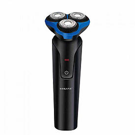 Електробритва 5 Вт 800 mAh бритва електрична бездротова з 3 голівками для гоління Синя Sokany