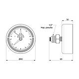 Термоманометр SD Plus 80 мм 1/2", заднє під'єднання SD1734B, фото 2
