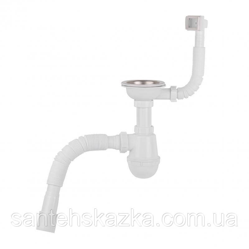 Сифон для кухонної мийки Lidz (WHI) 60 05 M001 01 EURO (вихід 50 мм), фото 1
