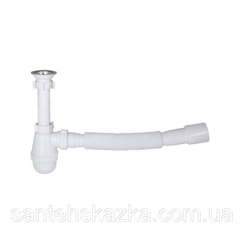 Сифон для раковини Lidz (WHI) LU06 колбовий (вихід 50 мм), фото 1