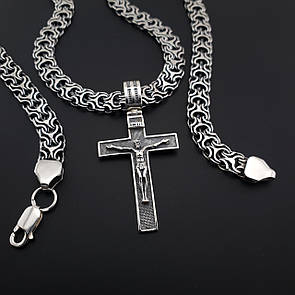 Срібна цепочка з хрестиком чоловіча Рамзес. Срібний хрестик чоловічий і цепочка товста. Довжина 55 см