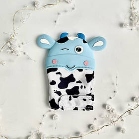 Рукавичка Корова (бебі блю) прорізувач для зубів