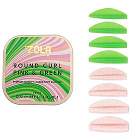 Zola валики Round Curl Pink & Green (S, S1, M, M1, L, L1, XL, XL1) для ламінування вій (8 пар./уп.)
