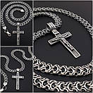 Срібна цепочка з хрестиком чоловіча Рамзес. Срібний хрестик чоловічий і цепочка товста. Довжина 55 см, фото 6