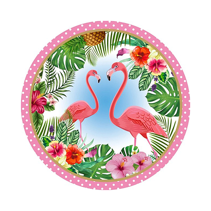 Тарілки паперові одноразові 18см | Фламінго, фото 1