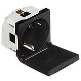 Розетка силова із заземленням Efapel Quadro Шуко, з кришкою, 16А, 250V, чорна, матова, фото 2