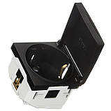 Розетка силова із заземленням Efapel Quadro Шуко, з кришкою, 16А, 250V, чорна, матова, фото 3