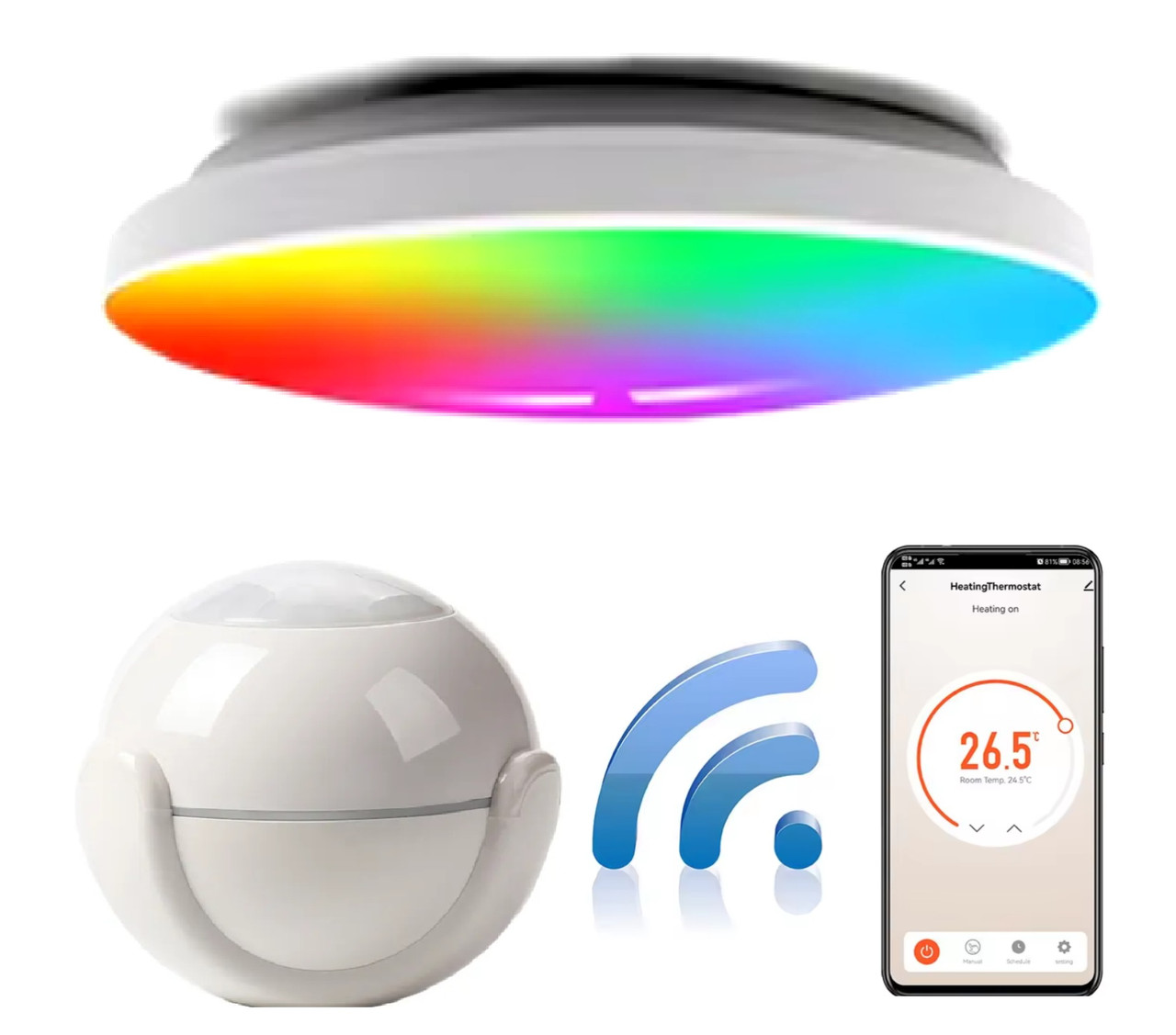 Комплект WIFI автоматизації освітлення 1DAL LightKit WF5 | Датчик руху + RGB світильник 24 W | APP "Tuya"