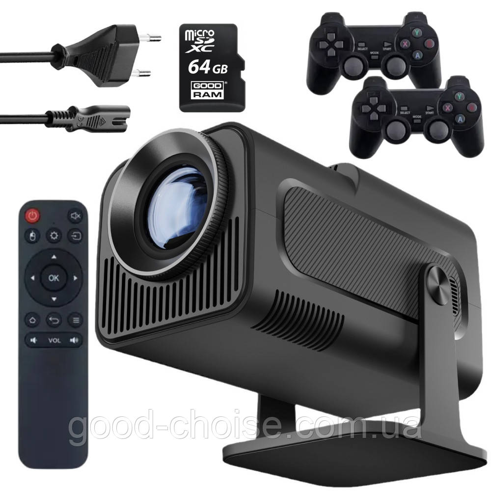 Ігровий проектор з 2 джойстиками та пультом, 4K, HCS350 PRO / Мультимедійний проектор / Смарт проектор для дому, фото 1