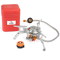 Портативний газовий пальник для кемпінгу та подорожей Widesea WSS-201 + адаптер (перехідник)