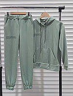 Дитячий прогулянковий бірюзовий трикотаж спортивний костюм 11-12 років на дівчинку, демісезонні підліткові костюми