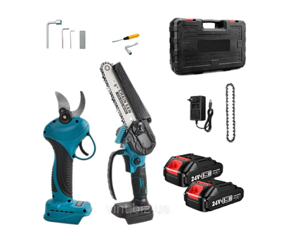 Комплект акумуляторного інструменту 2в1 Chain Saw (секатор / міні-пила / 2 аккум. / зарядний пристрій)