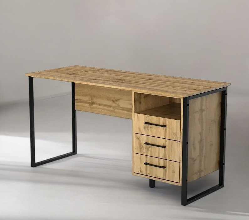 Стіл письмовий Tobi Sho LOFT Gold СПЛГ/3 прямий з шухлядами, стільниця 36 мм, 1200х600х765 Дуб аппалачі