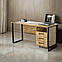 Стіл письмовий Tobi Sho LOFT Gold СПЛГ/3 прямий з шухлядами, стільниця 36 мм, 1200х600х765 Дуб аппалачі, фото 3
