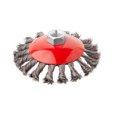 Щітка конусна 115 мм, для КШМ, М14 (пучки крученого дроту) INTERTOOL BT-4115, фото 1