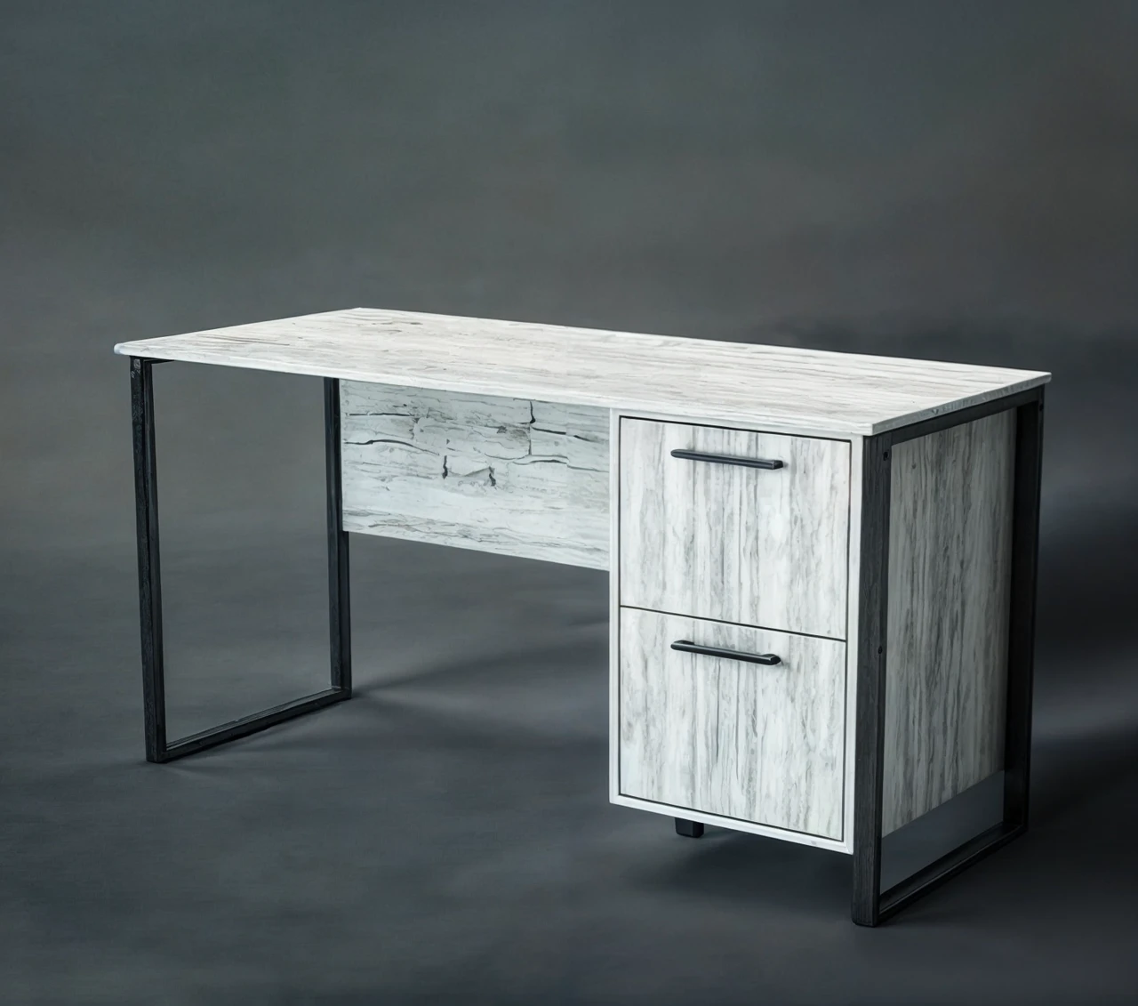 Стіл письмовий Tobi Sho LOFT Iceberg СПЛА/5-1 прямий з 2 шухлядами, стільниця 18 мм, 1400х600х750 Дуб крафт білий