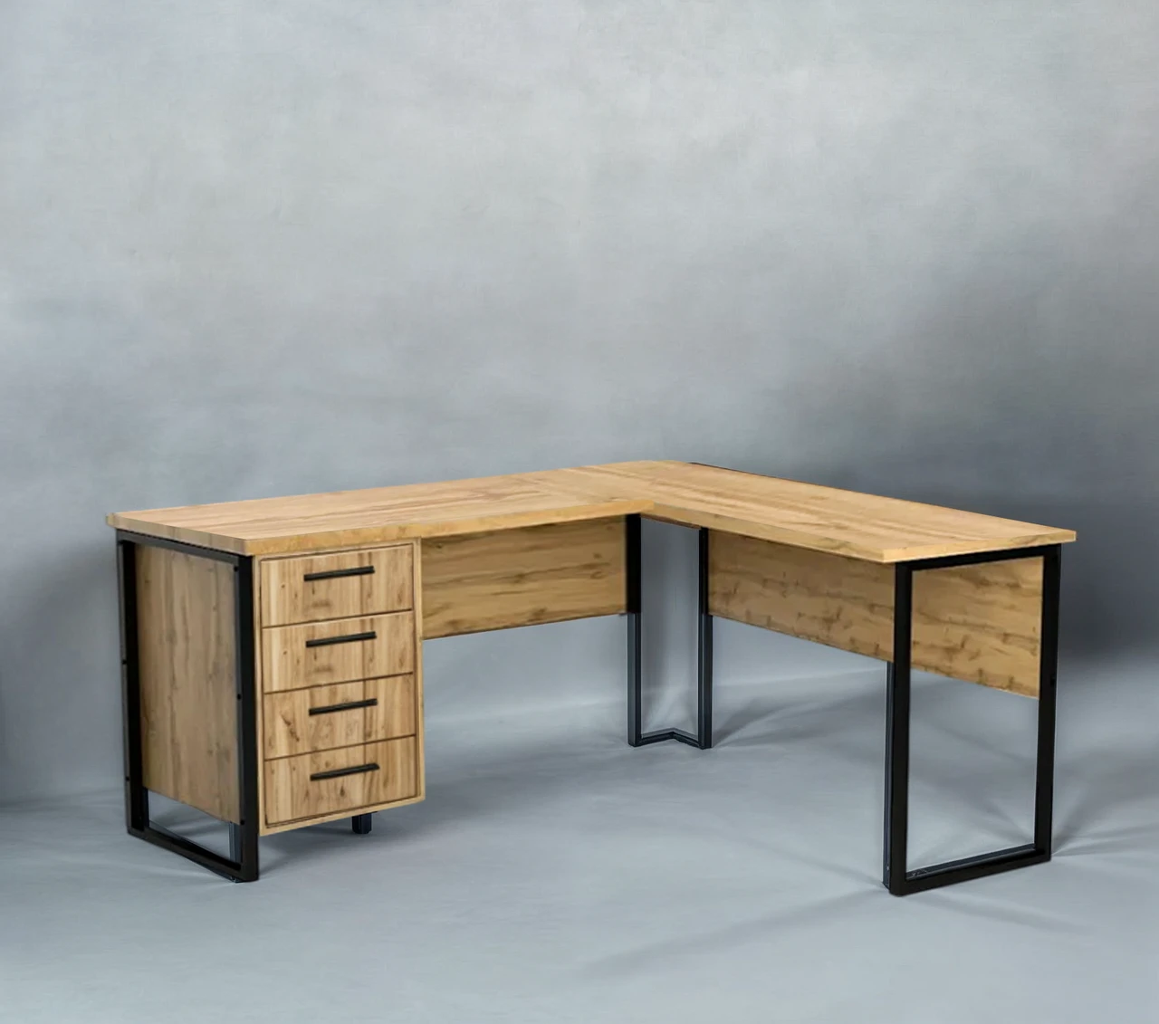 Стіл кутовий офісний Tobi Sho LOFT Gold СУЛГ/2-1 з 4 шухлядами стільниця 18 мм, 1400х1200х750 Дуб аппалачі