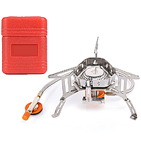 Портативний газовий пальник для кемпінгу та подорожей Widesea WSS-207 з вітрозахистом