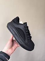 Крипери кросівки Чорні кеди демісезон ЕКО шкіра з текстильними вставками на високій підошві зі шнурками
