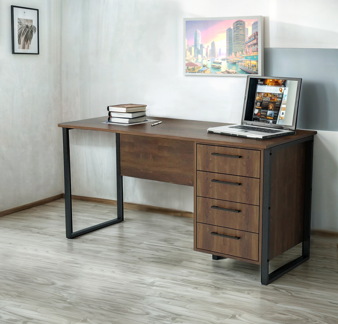 Стіл письмовий Tobi Sho LOFT Volcano СПЛВ/2 прямий з шухлядами, стільниця 36 мм, 1600х600х765 Фаєрвуд